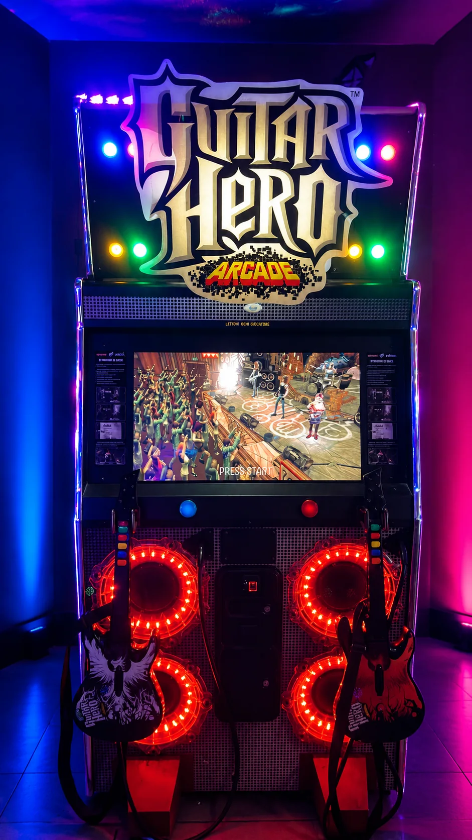 Borne d'arcade Guitar Hero vue complète